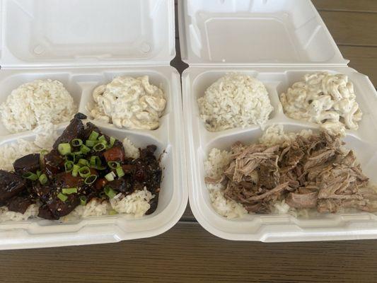 Hawaiian Chicken classic plate and Kalua Pig classic plate