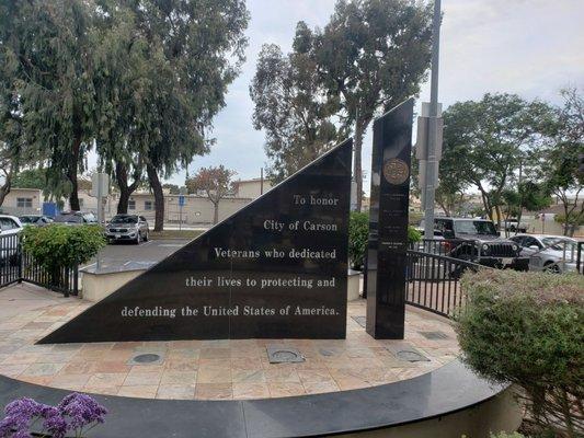 The entrance to Veterans Park, Carson, Ca.