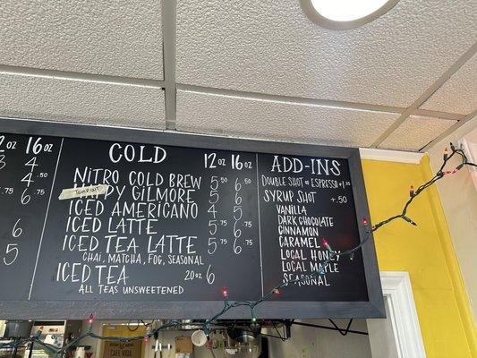 Cold Drink Menu