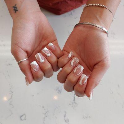 White & clear nail design