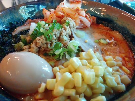 Spicy miso ramen with corn and kumchee