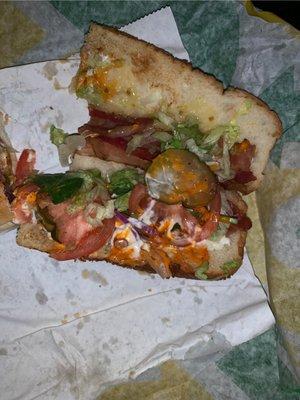 Pathetic. Don't order your sub online. It's worth it to wait in line to be sure your sandwich isn't shit.