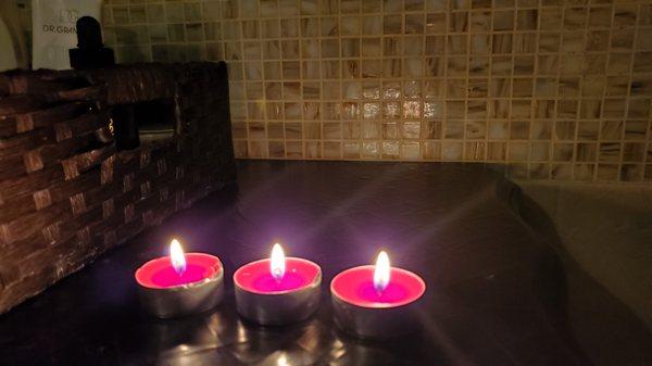 Candles in massage room