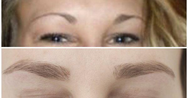 Before and after eyebrow grown out and reshaped.  Process took several months