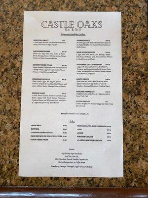 breakfast menu