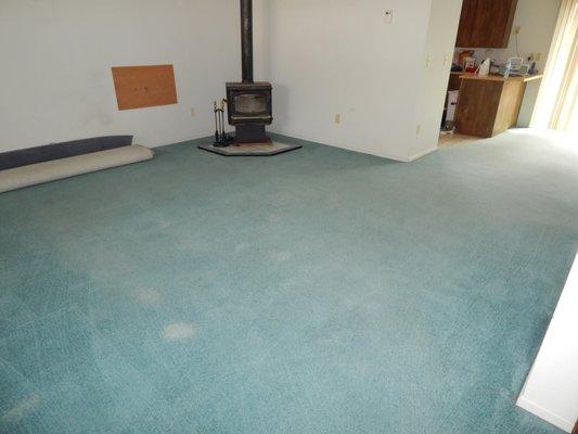 Carpets soiled with soot, smoke, dirt, and stains after cleaning