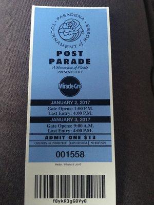 Post parade ticket.