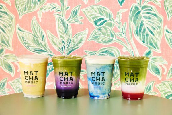 Dreamsicle Smoothie, Ube Matcha Latte, Cloudy Coconut Smoothie, Strawberry Matcha Latte