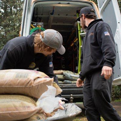 Loading up the van for today's project! We'll have everything operating in no time.