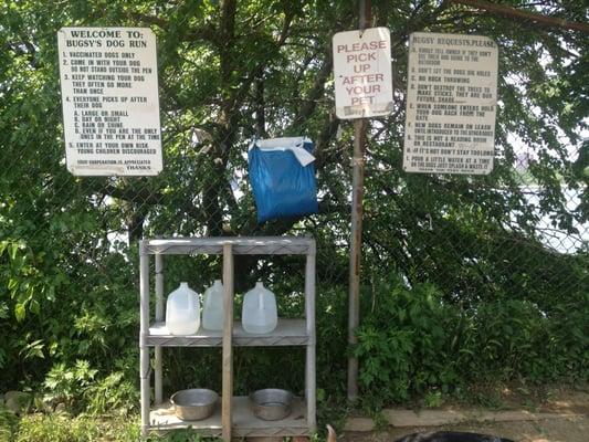 Water station, extra doggie bags, and the rules.