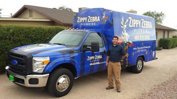 Employee of the month, Erik Lucero would like to wish all of Zippy Zebra Plumbing customers a safe and happy holiday season.