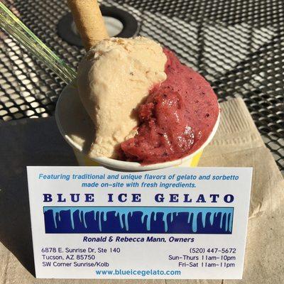 Gelato and business card for Blue Ice Gelato