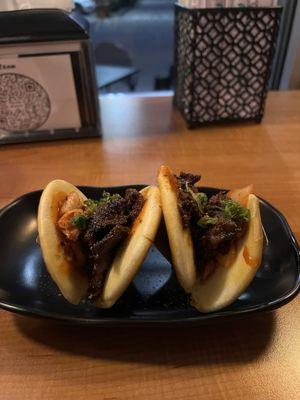 Spicy Bulgogi Buns (2 pc) - Definitely tasty but small for the price. Couple bites and could eat half dozen easy.