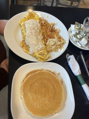 Hoosier omelet w/ pancakes