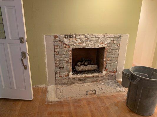 Demo of fireplace, look how clean they were!