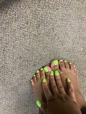 Gel polish pedicure, dip nails