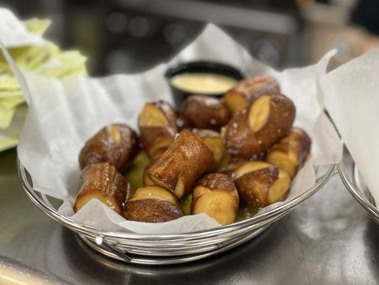 Pretzel Bites with beer cheese  dippy-dip