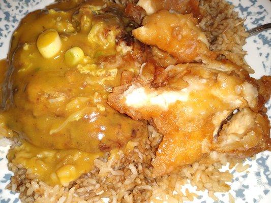 Hawaiian chicken and chicken egg foo young!