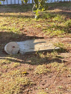 The tenants poured concrete slabs in my backyard