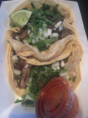 Lengua and carne asada.