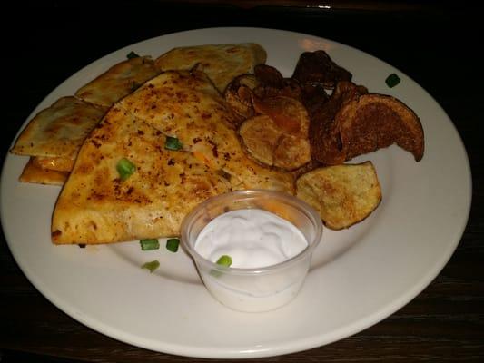 quesadilla and house cut chips