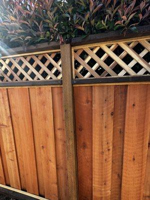 Con Common Redwood Board on Board with Diamond Lattice & Trim. Great work guys!