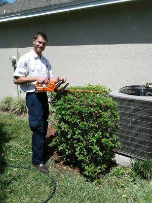 Here's Robert prettying up around the Condenser!