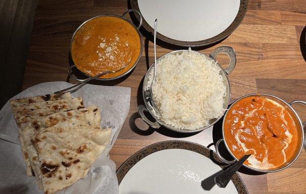 Butter Naan, Butter Chicken, and Malai Kofta