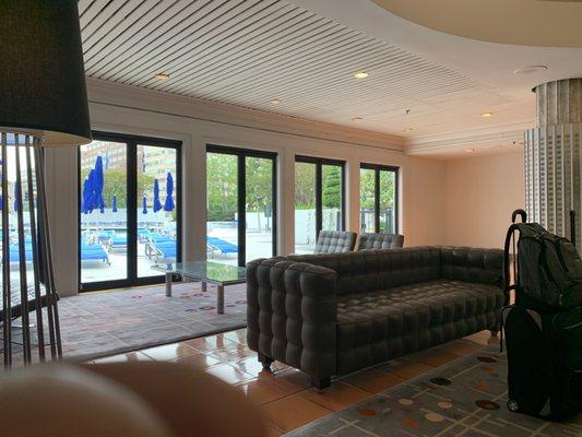 Lobby with poolside view