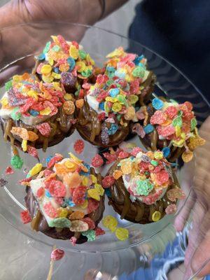 Fruity pebbles mini protein donuts