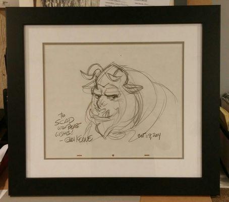 The artist for Beauty and the Beast sketched a picture for SCAD.  We were lucky enough to frame it!