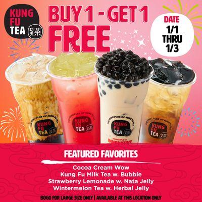 1-1/24-1/3/24 BUY ONE GET ONE on selected drinks