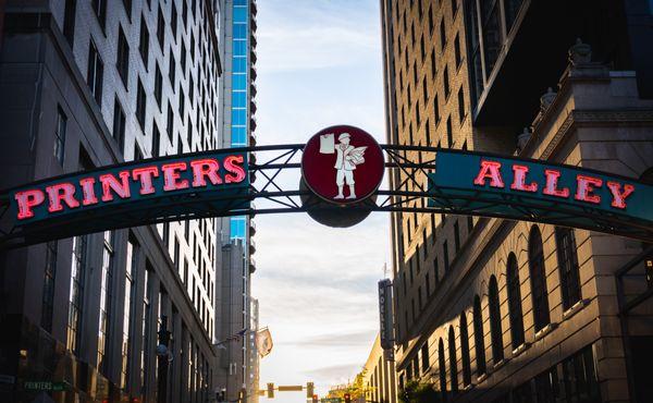 Legendary Printers Alley in Nashville, TN.