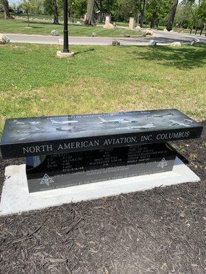 Memorial bench in front of YMCA