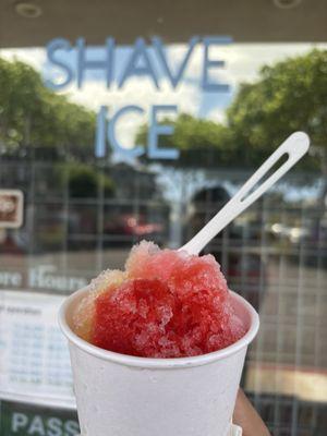 Mango. Watermelon, and strawberry shave ice.