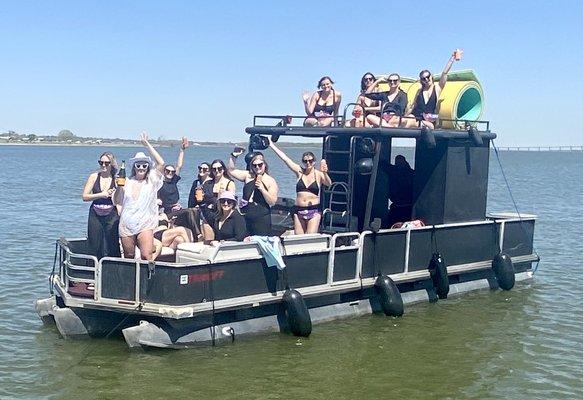 Our double deck party boat holds 15!