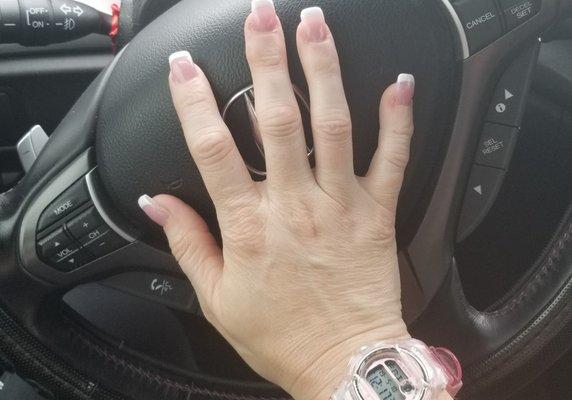 This nail salon was recommended by a friend of mine. Troi did a really nice job on my pink and white gel nails.