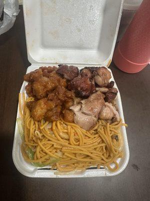 Orange Chicken, Teriyaki Chicken, chow mein