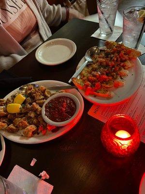 Calamari and bruschetta (perfect appetizers for 4 women!)