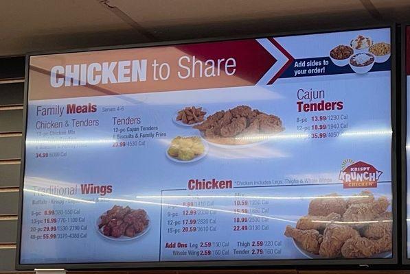 Chicken tenders and wings menu