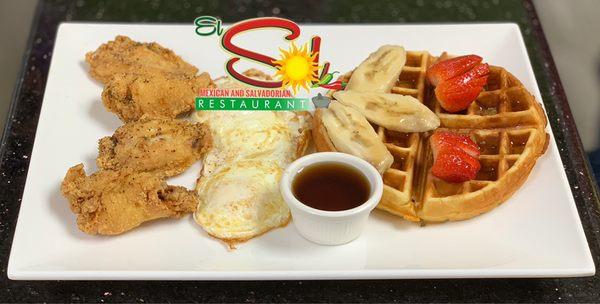 Chicken and Waffles,            "Served all Day"