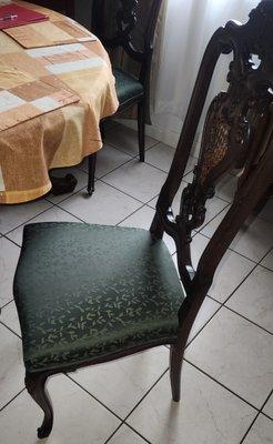 1970's dining room seating now sturdy and comfy again with a modern fabric chosen. Should last 20+ years.