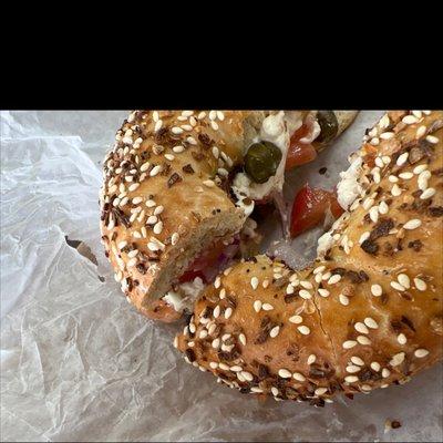 Bagel and lox sandwich