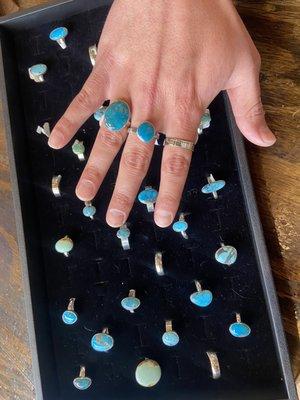 Turquoise and sterling silver rings