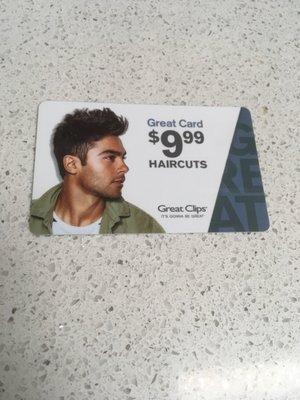 Great Card promo, prepaid haircuts for $9.99