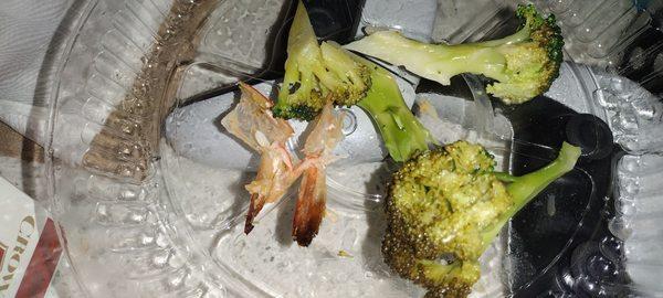 Bad brocolli that came with stuffed shrimp they just put it in there never asked me