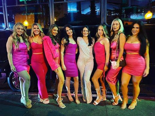 Group Of Women Dress Up For Bachelorette Party