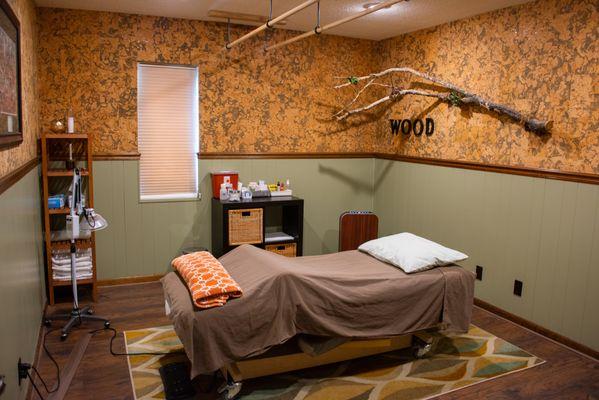 One of six treatment rooms at Family Tree Acupuncture, designed to optimize comfort and relaxation during your treatment.