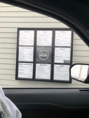 Drive-thru menu