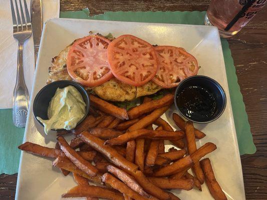 Grilled chicken, sweet potato fries